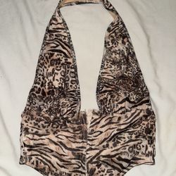 Cheetah/leopard Print Halter Top Size M 