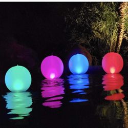 Rukars Luz de Piscina de Bola Flotante Solar 4 PCS, 14 Pulgadas Inflable Colgable IP68 Impermeable Recargable LED Globo Luminoso de Cambio de Color pa