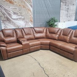 Beautiful Tan Sectional Power Recliners (New)