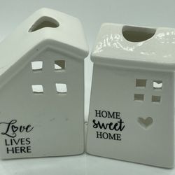 Votive/tea light Holder “Home” Ceramic Set Of 2