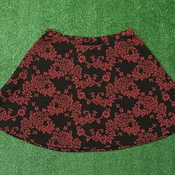 Black And Red Floral Mini Skirt