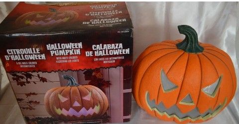 LED Halloween Pumpkin w/sound & Multi color, function LED lights 20 in RARE HTF