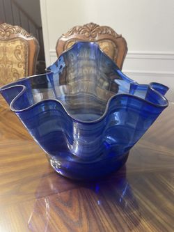 blue glass decorative bowl