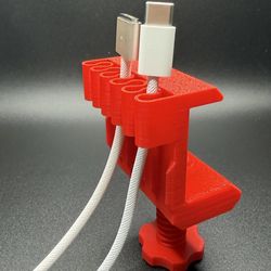 Desk Cable Organizer Clamp – 3D Printed (Holds Multiple Charging Cables)