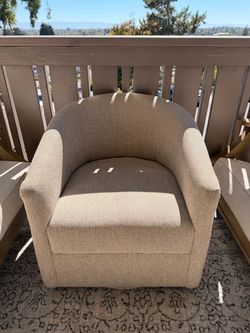 Beige Upholstered Barrel Accent Chairs