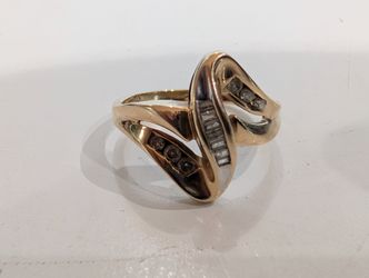 Vintage 10K Gold Diamond Cluster Ring Abstract Modernist Design 2.7g Fine Jewelry