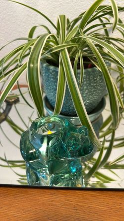 Vintage Indiana , Glass Green Frog tea light holder /