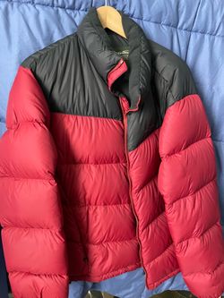 small red eddie bauer jacket premium down