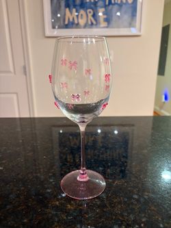 Pink bow wine glass
