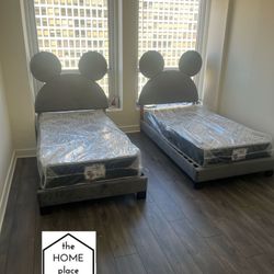 Brand New Twin Mickey Mouse Bed Frame With Mattress & Boxspring All Included For Only $299 🚨 Ready For Delivery 🚚 