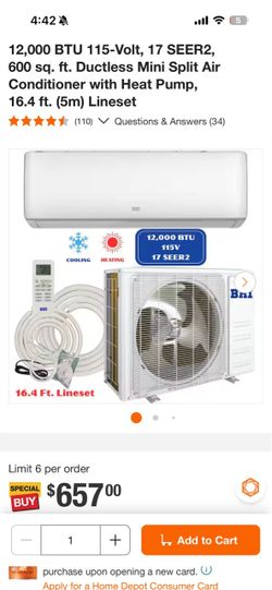 BHI 12,000 BTU Ductless Mini Split AC with Heat Pump