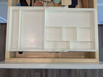 Expandable Junk Drawer / Office Drawer Storage Tray, can sit on drawer edge for expanded storage.