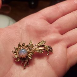Opal Stone Flower Brooch