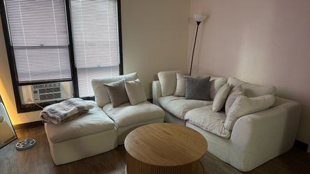 Beautiful and luxury white couch + small table