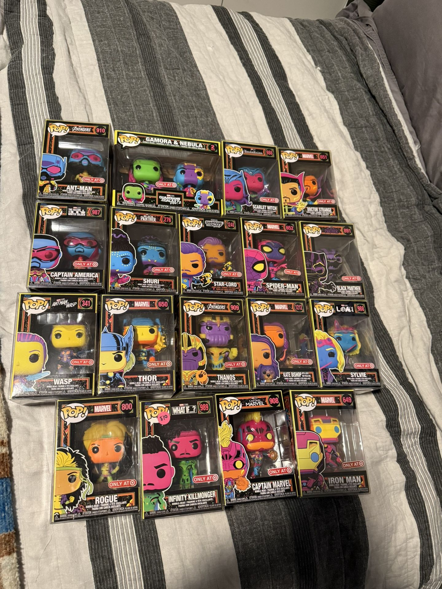Marvel Black Light Funko Pop Lot