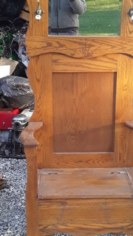 A Chair With A Coat Rack And A Cubby To Store Stuff With Another Bench With Another Cubby Store More Stuff