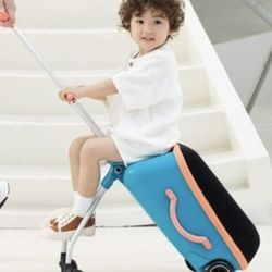 Micro Kickboard Luggage Eazy Swiss-Designed Folding Suitcase for Children Ages 18 Months and Up, Ocean Blue