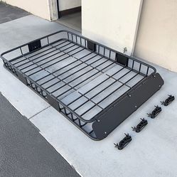 (New in box) $130 Universal Roof Rack 64x39 Inch Car Top Cargo Basket Carrier Extension Luggage Holder 150lbs Max 
