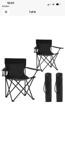 2 Pack Portable Camping Chairs Folding Lawn Chair Outdoor Lightweight Beach Chair with Cup Holder & Carry Bag for Outside Sports, Fishing, Hiking, Tra