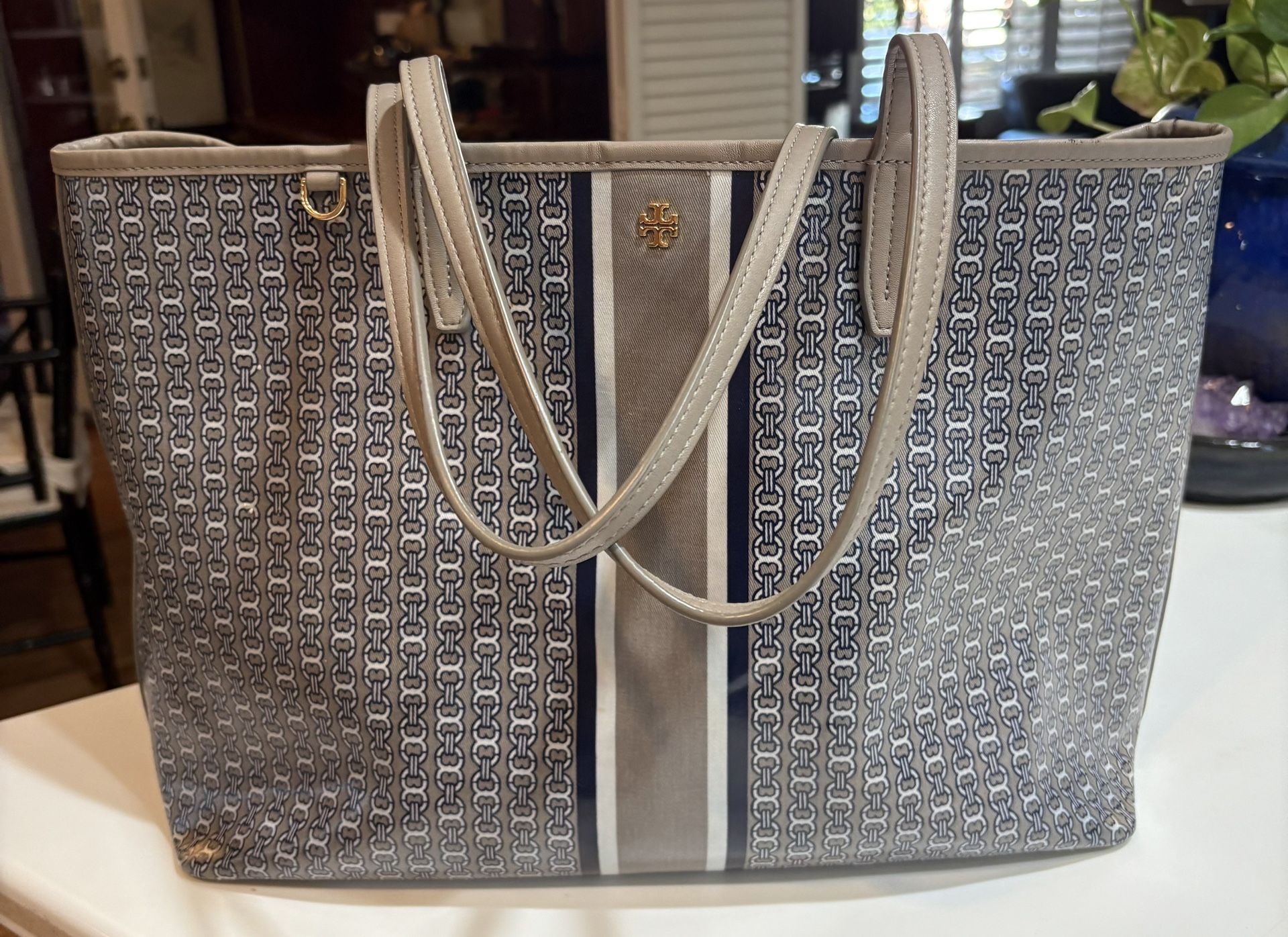 Tory Birch Gemini Textured Coated Canvas Tote Bag