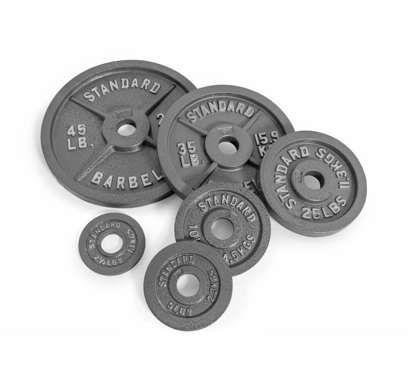 Olympic weight plates 5’s 10’s 25’s 35’s and 45’s