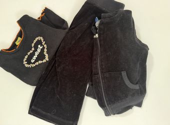 Black Velvet Lounge Set Girls Three-Piece Size 2T