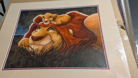 Disney Parks 14x18 Deluxe Art Print "The Bond" Lion King Darren Wilson Mufasa & Simba NEW SEALED