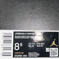 Jordan 6 Rings (With box)