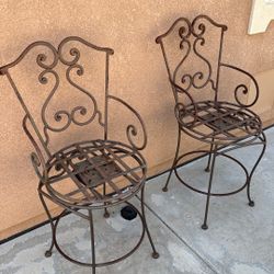2 Solid Iron Chairs. Indoor/ Outdoor. Chusions Included. 