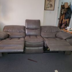 Faux Leather Reclining Couch