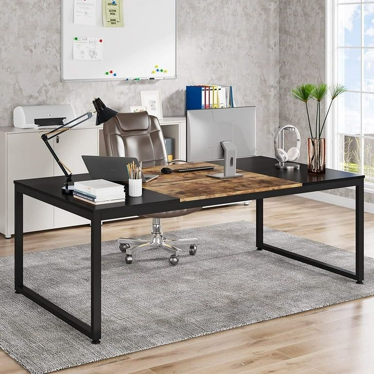 Tribesigns 70.8 Inch Modern Executive Desk, Large Workstation Office Computer Table, Modern Simple Business Study Writing Desk Furniture for Home Offi