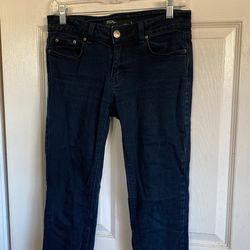 BDG Dark Blue Denim Skinny Jeans With Frayed Bottoms Size 27