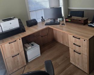 Light brown wood office desk