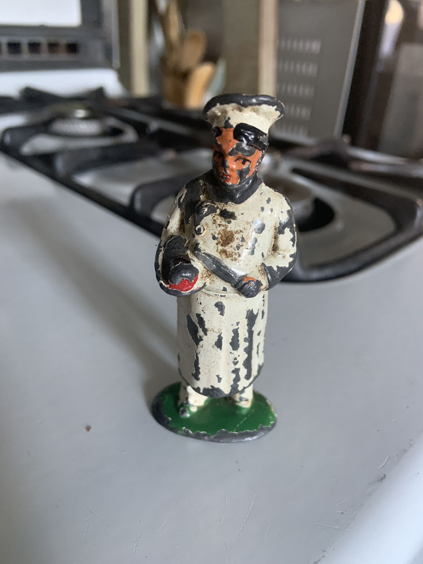 VINTAGE CAST Metal Lead Toy Figure Railroad CHEF COOK BAKER