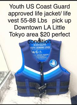 Youth life jacket/life vest 55–88 LBS US Coast Guard approved perfect condition pick up DTLA Little Tokyo or Boyle Heights