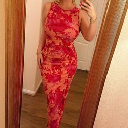 Pink Mesh Long Dress 