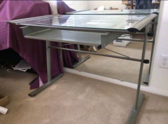 Tempered Glass Metal Computer Desk