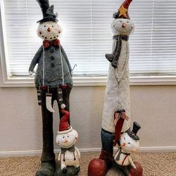 Vintage Snowman Family Set - 4' Tall - Indoor Outdoor Yard