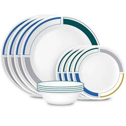 Corelle Color Block 12PC Dinnerware Plates Set