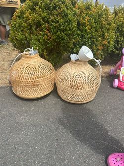 Pendant lamp, bamboo.
