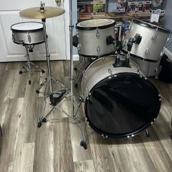 5-Piece Complete Full Size Pro Adult Drum Set Kit with Genuine Remo Heads