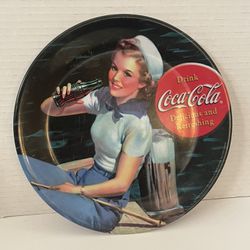 Drink Coca Cola Plastic Dish with "Girl Fishing on Dock" graphic