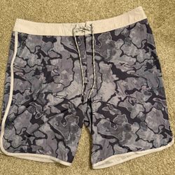 Mens HUK Gray Printed Swim/Fishing Shorts 