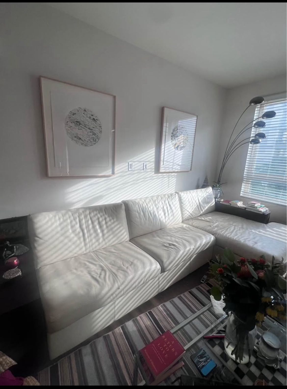 Macys Beige Leather Couch 