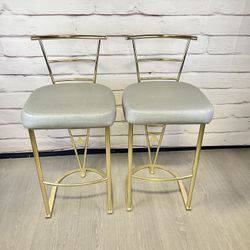 DIA Brass Gold Tone Design Institute Bar Stools 2pc