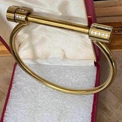 Pulsera Laminada Gold Filled Aro Diseño Tornillo Joyería Antigua 