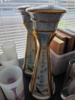 Seattle World's Fair Space Needle Ceramic Decanters
