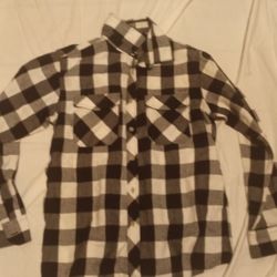 White Plaid Long Sleeve Button Shirt Italy Size Medium Selling $10 Perfect Condition 