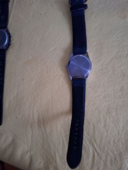 Wristwatch with Navy Blue Leather Strap