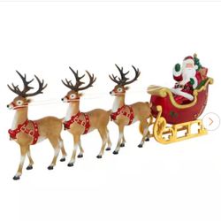 9 ft. Giant-Sized LED Santa's Sleigh with Reindeer Holiday Yard Decoration Y9